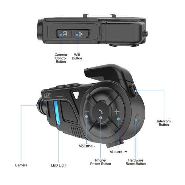 EJEAS K1 PRO+ (2-IN-1 Motorcycle Mesh Intercom Headset & Helmet Recorder)
