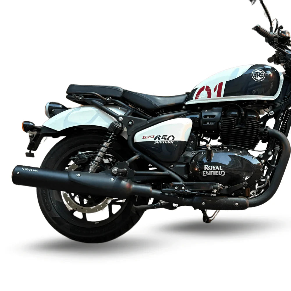 Barrel Exhaust B-16 Bass Master Slip-On Exhaust for Royal Enfield Shotgun 650 | SS304 Performance Exhaust with Deep Bass Sound