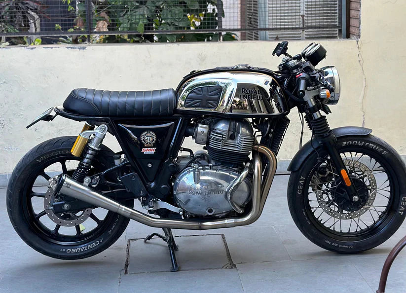 SS Motocorp 2x1 Full System Exhaust with Slim Can for Royal Enfield Interceptor 650 / Continental GT 650 | Lightweight Performance Exhaust (2 O2 Sensor Compatible)
