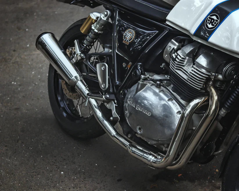 SS Motocorp 2x1 Full System Exhaust with Fat Can for Royal Enfield Interceptor 650 / Continental GT 650 | Performance Exhaust (2 O2 Sensor Compatible)