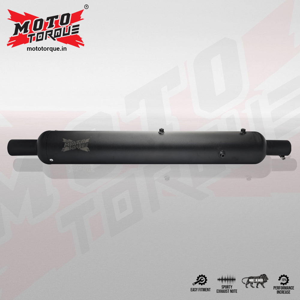 Moto Torque Replica Black Exhaust (BS4) for Royal Enfield – Stock Look Performance Bass Silencer