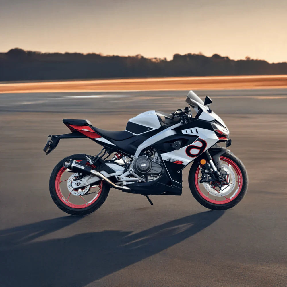 Barrel Outlaw 2.0 Full System Exhaust for Aprilia RS457 with Header Pipe | 304 Stainless Steel Performance Exhaust (Side Exit & Underbelly)