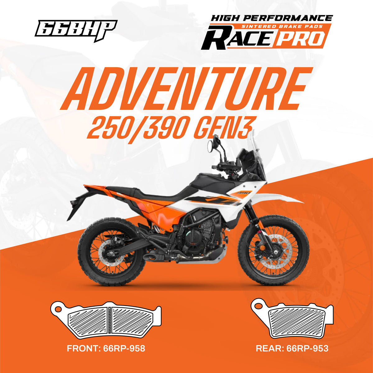 66BHP KTM Adventure 390/250 Race Pro Sintered Brake Pad