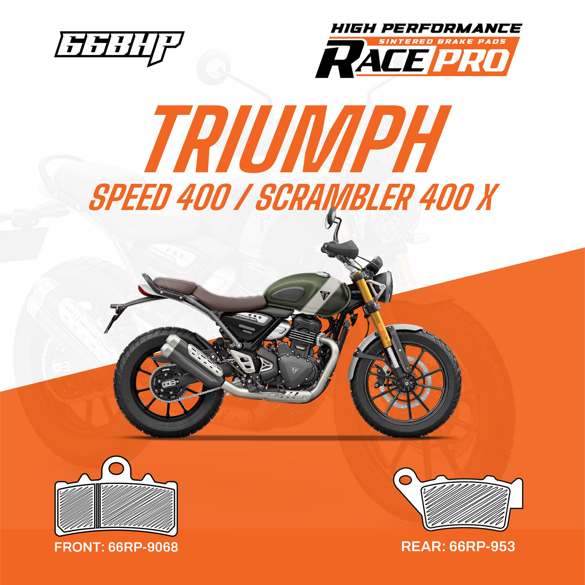 66BHP Triumph Speed 400 / Scrambler 400 X Race Pro Sintered Brake Pad