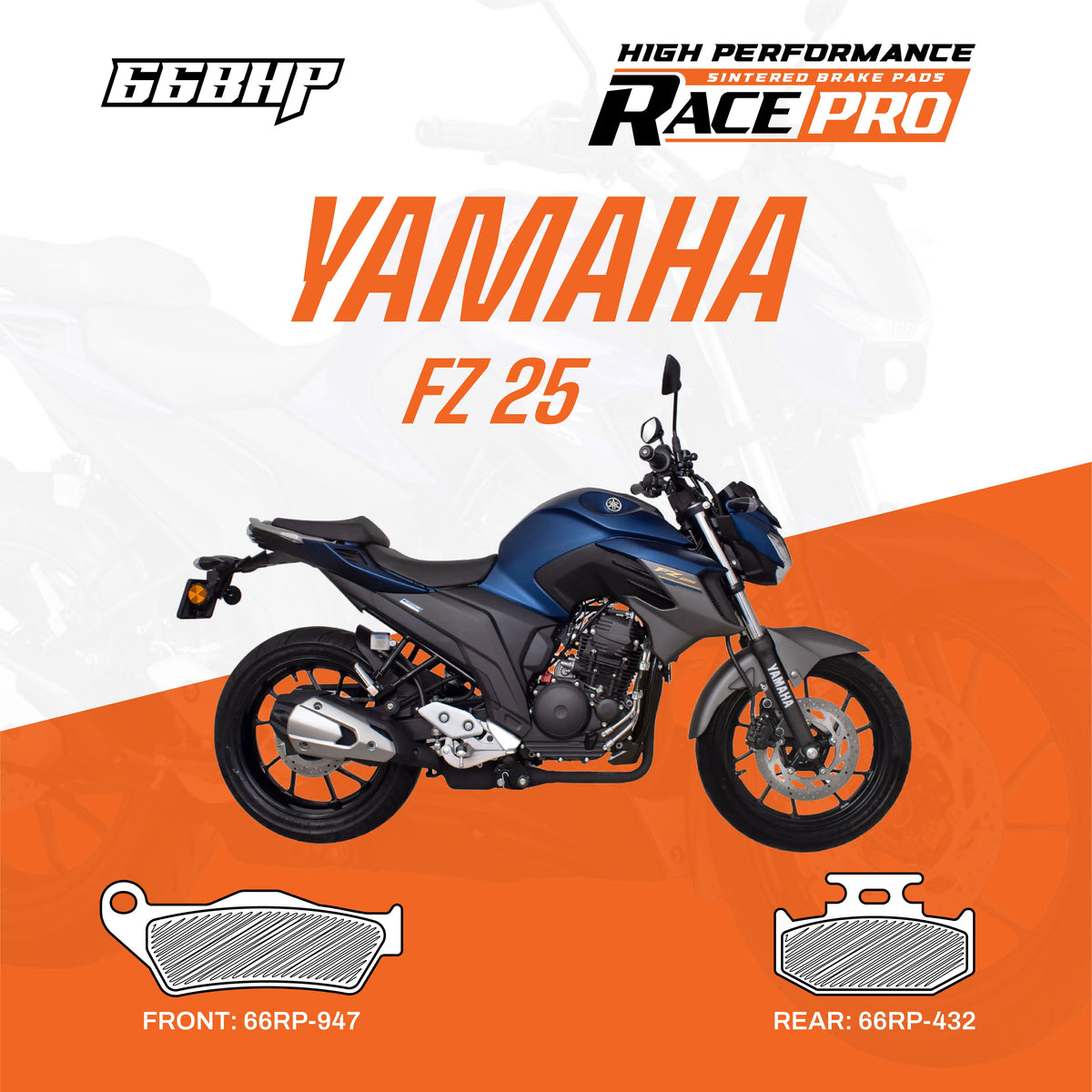 66BHP Yamaha Fazer /Fz 16/ Fz 25 Race Pro Sintered Brake Pad