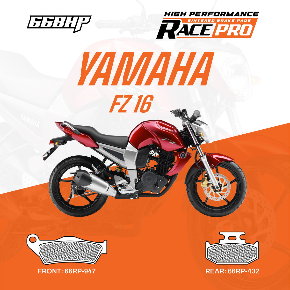 66BHP Yamaha Fazer /Fz 16/ Fz 25 Race Pro Sintered Brake Pad