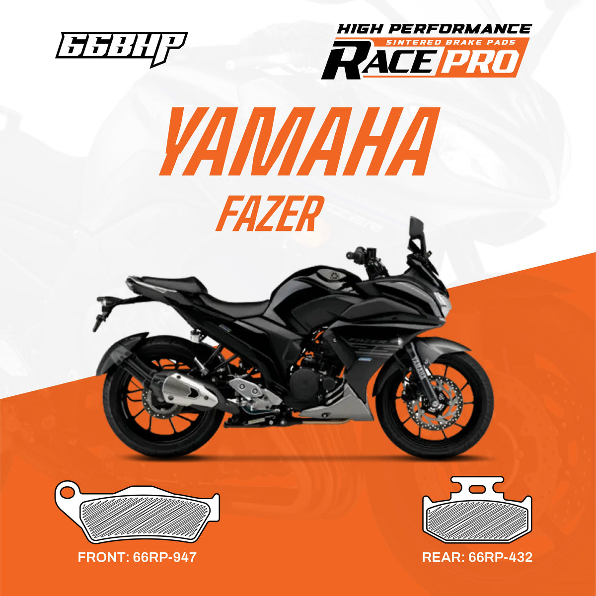 66BHP Yamaha Fazer /Fz 16/ Fz 25 Race Pro Sintered Brake Pad