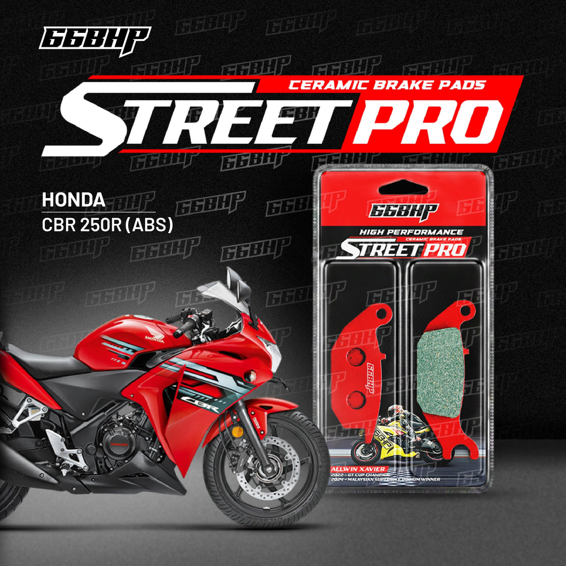 66BHP Honda CBR 250R (ABS) Street Pro Semi Ceramic Brake Pads
