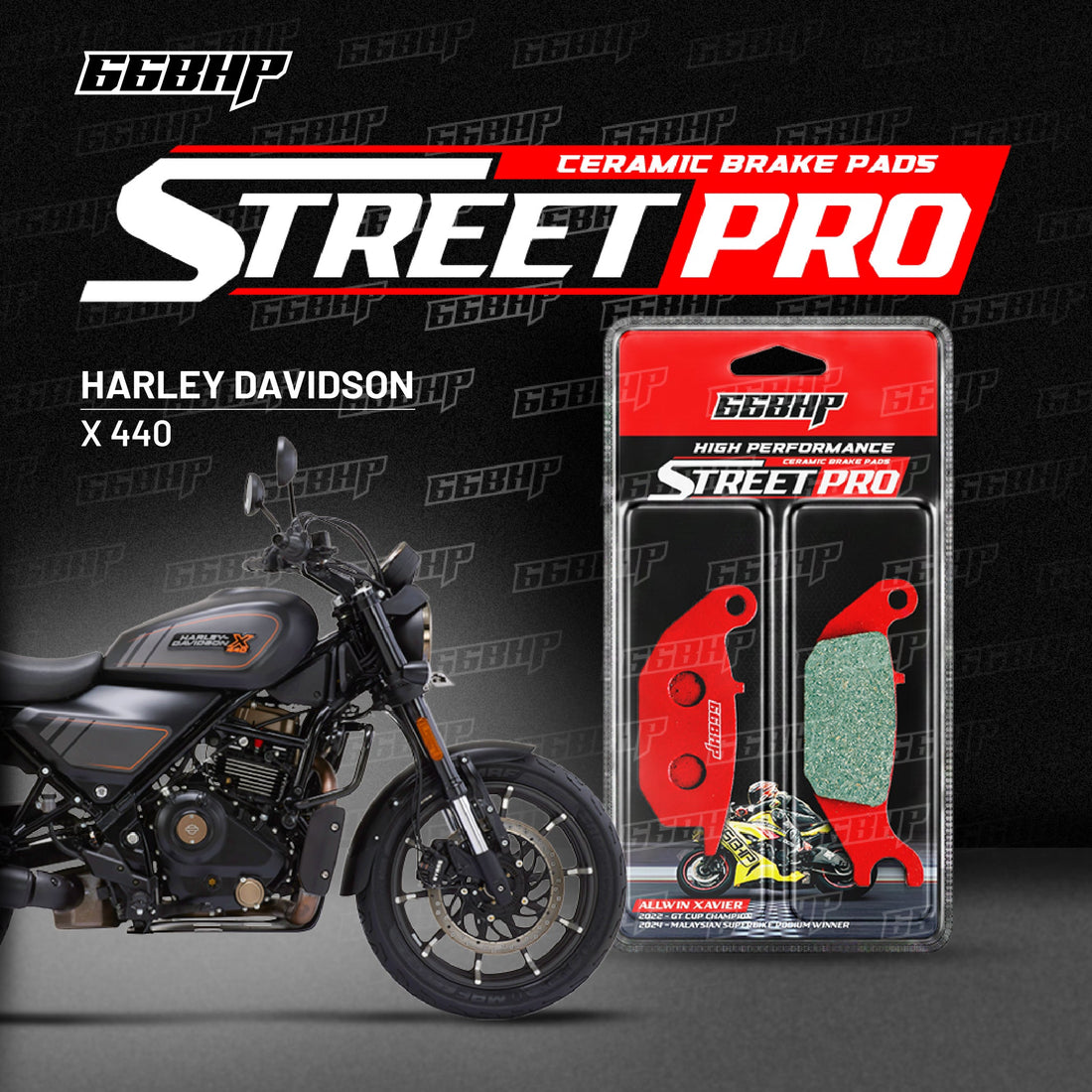 66BHP Harley Davidson Street Pro Semi Ceramic Brake Pads