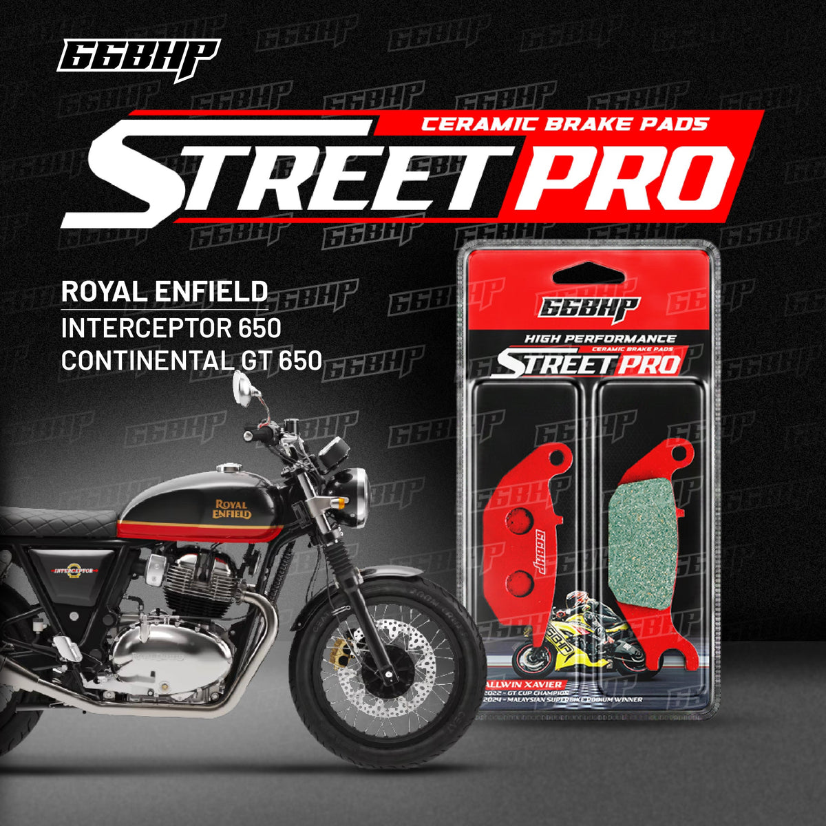 66BHP Royal Enfield GT / Interceptor 650 Street Pro Semi Ceramic Brake Pads