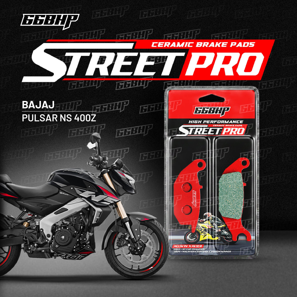66BHP Bajaj Pulsar NS 400Z Street Pro Semi Ceramic Brake Pads