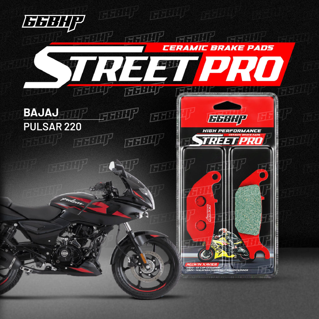 66BHP Bajaj Pulsar 220 Street Pro Semi Ceramic Brake Pads