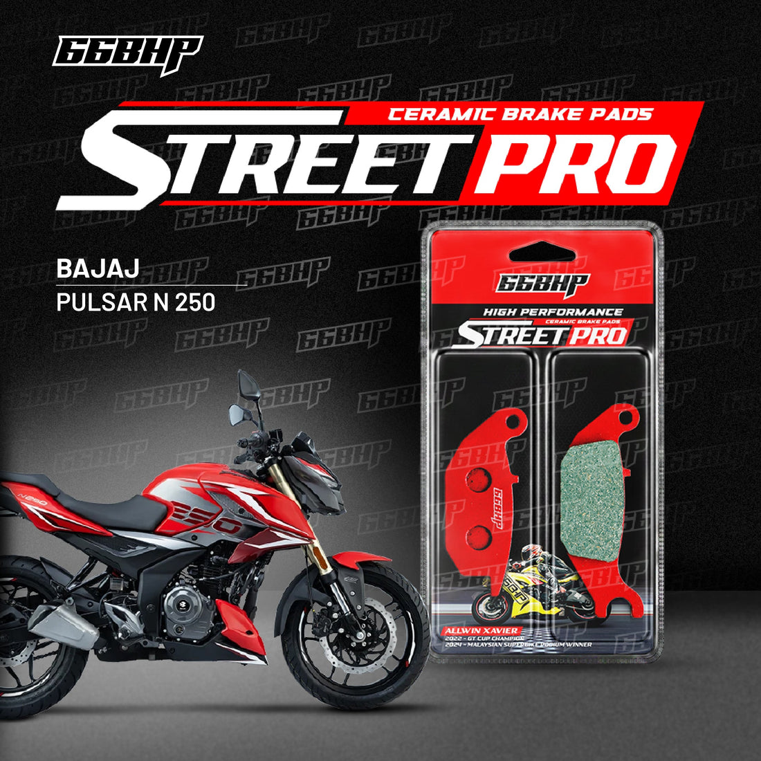 66BHP Bajaj Pulsar N 250 Street Pro Semi Ceramic Brake Pads