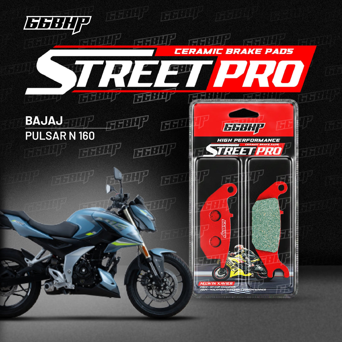 66BHP Bajaj Pulsar N 160 Street Pro Semi Ceramic Brake Pads