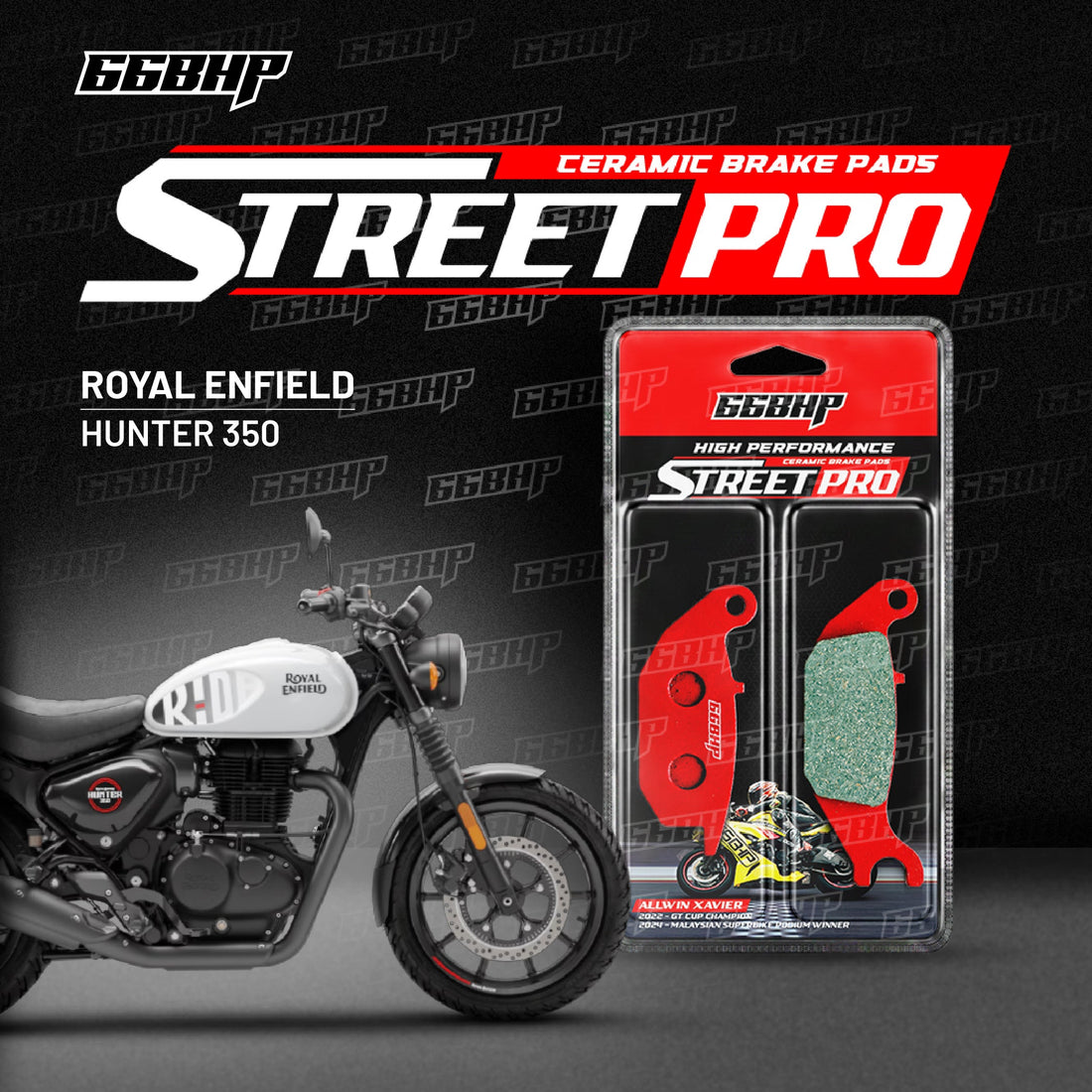 66BHP Royal Enfield Hunter 350 Street Pro Semi Ceramic Brake Pads