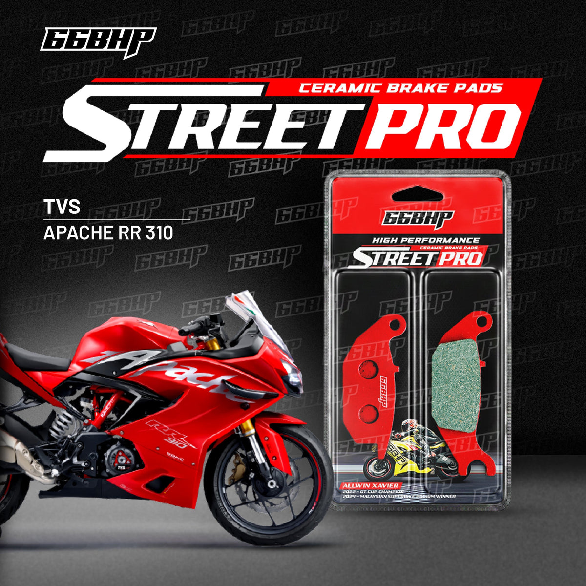 66BHP TVS RR 310 Street Pro Semi Ceramic Brake Pads