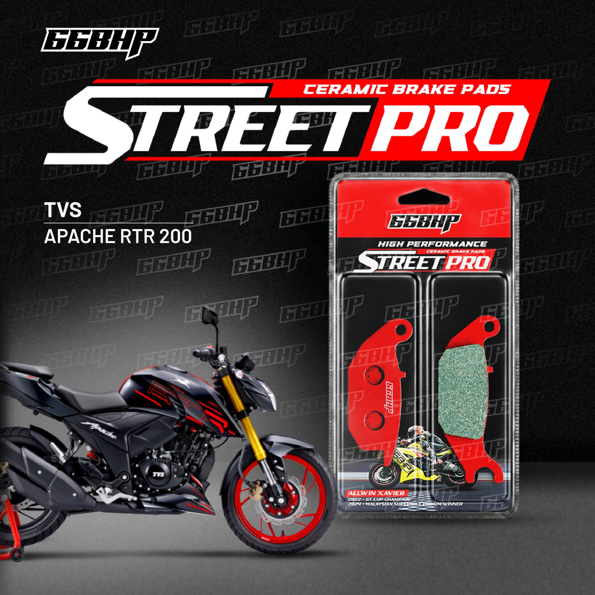 66BHP TVS RTR 200 Street Pro Semi Ceramic Brake Pads
