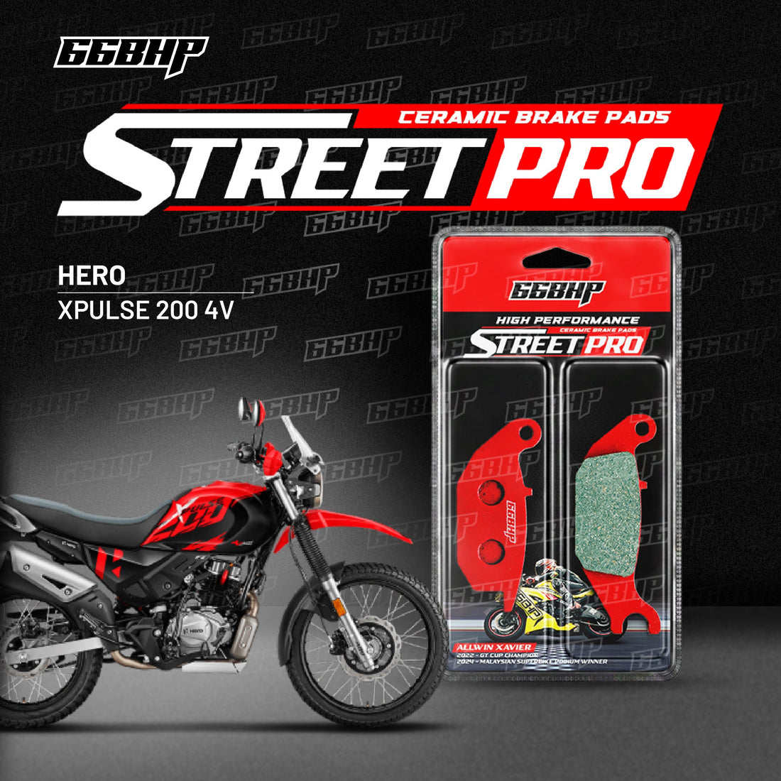 66BHP Hero Xpulse 200 4v Street Pro Semi Ceramic Brake Pads