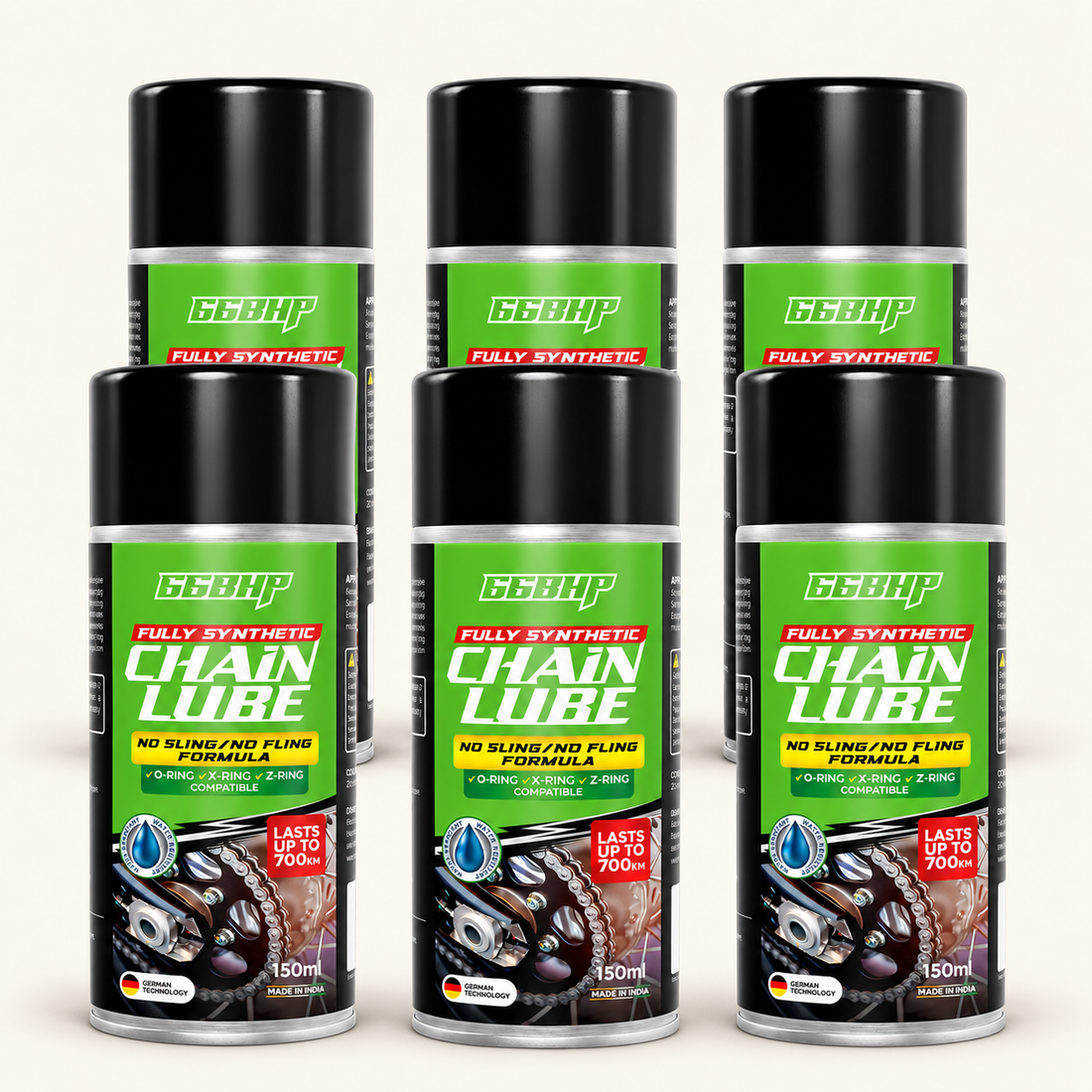 66BHP Fully Synthetic Motorcycle Chain Lube – Water-Resistant, Long-Lasting Protection