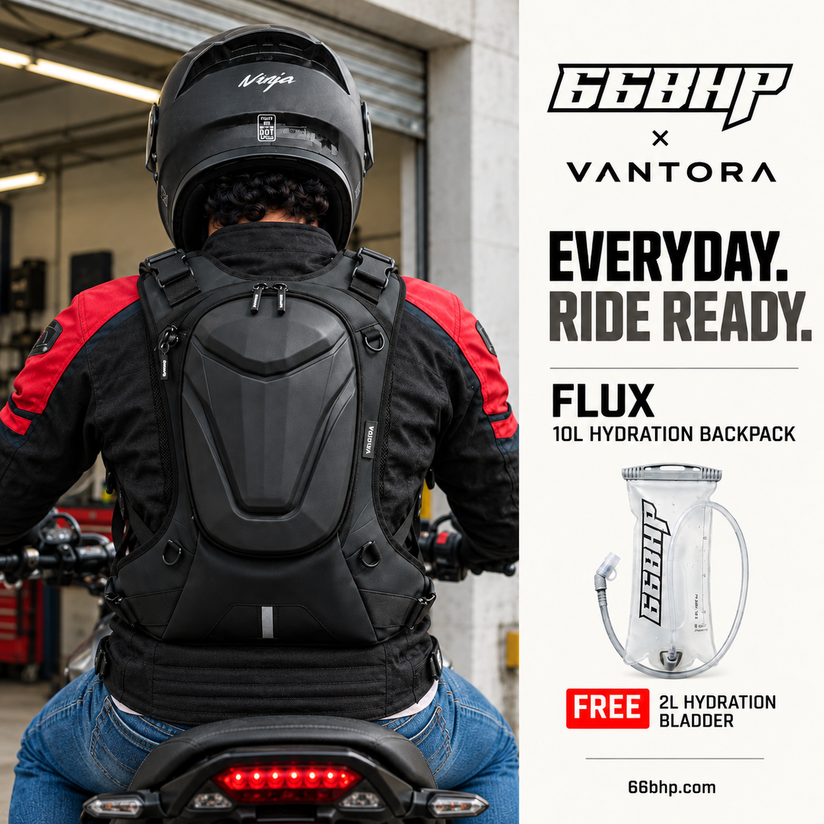 66BHP x Vantora Flux Hydration Backpack + 2L Free Hydration Bladder