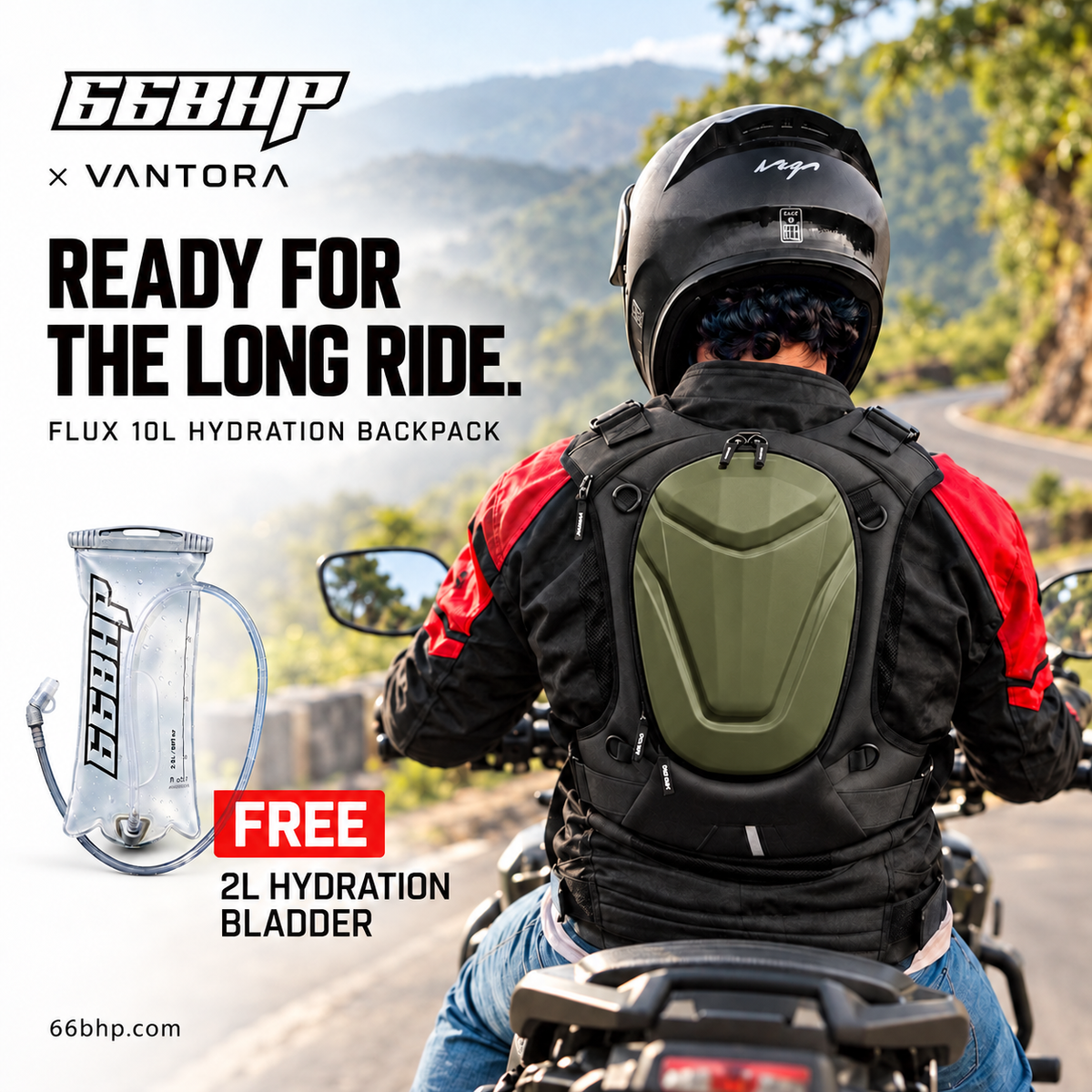66BHP x Vantora Flux Hydration Backpack + 2L Free Hydration Bladder