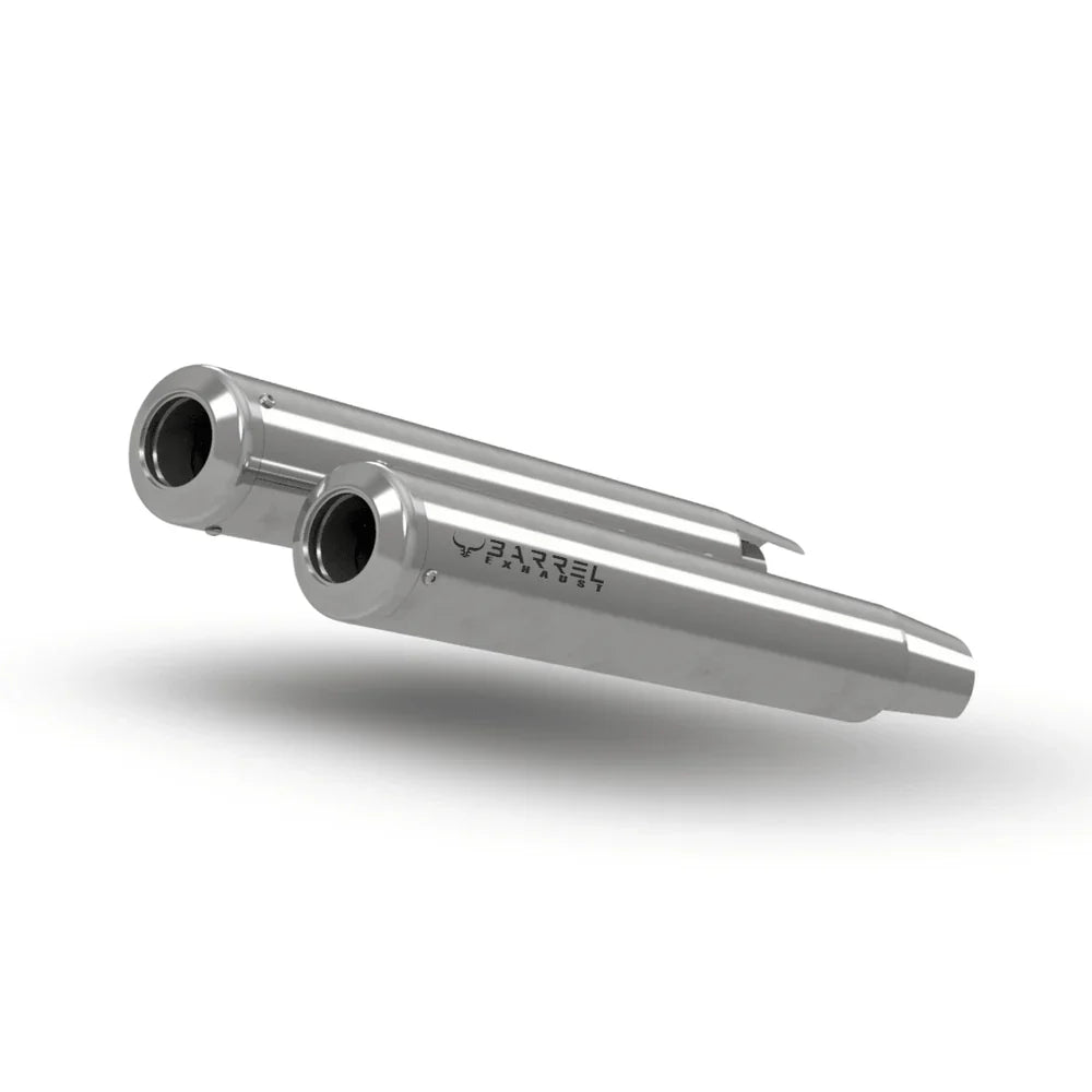 Barrel Exhaust-10 Bass Master Polish Slip-On Exhaust for Royal Enfield Interceptor 650 / Continental GT 650 | 304 Stainless Steel