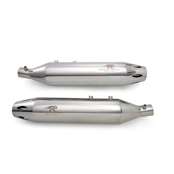 Red Rooster Astral Polish Exhaust for Royal Enfield Super Meteor 650 – SS304 Chrome Performance Silencer