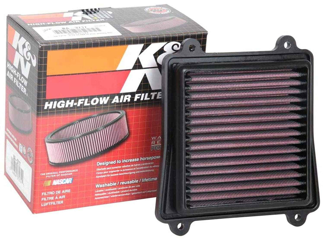 K&N BA-3717 High-Flow Lifetime Engine Air Filter for Bajaj Dominar 400, Pulsar RS200 & NS200 BS6 | Washable Performance Air Filter