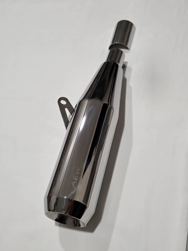 AEW TE 104 EDGE Slip-On Exhaust Interceptor 650 / GT 650 Mirror Polish | 304 Stainless Steel Performance Megaphone Silencer