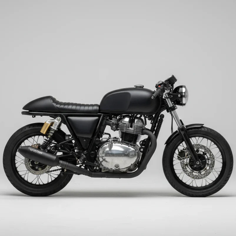 Barrel Atom Black Performance Exhaust for Royal Enfield Interceptor 650 / Continental GT 650 | Free Flow Exhaust