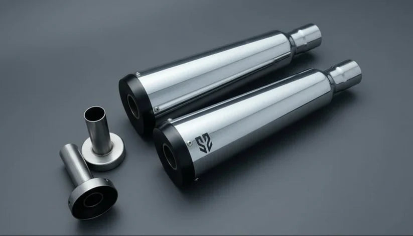 SS Motocorp Adaptable Slip-On Exhaust (Pair) Fat Cans for Royal Enfield Interceptor 650 / Continental GT 650 | Matte, Mirror & Black Finish