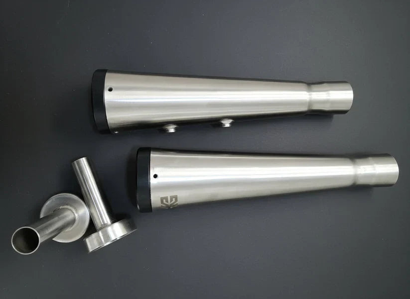SS Motocorp Performance Bred Adaptable Slim Can Slip-On Silencer Pair for Royal Enfield Interceptor 650 & Continental GT 650 | Matte, Mirror & Black Finish