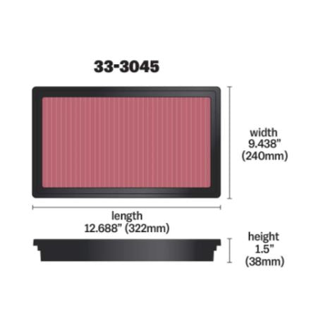 K&N 33-3045 High-Flow Washable Lifetime Engine Air Filter for Toyota Hilux, Fortuner & Innova Crysta 2.4L/2.8L Diesel (2015-2024)