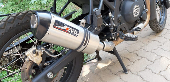 Devil Evolution Slip-On Exhaust with Link Pipe for Royal Enfield Himalayan (D2.1 420mm | Touring Performance Exhaust)