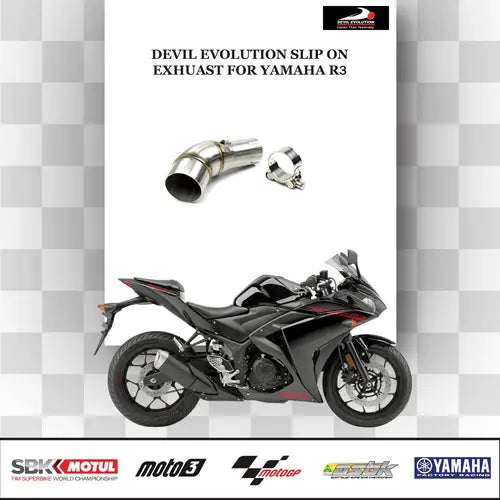 Devil Evolution Slip-On Exhaust with Link Pipe for Yamaha R3 | Titanium Finish Performance Silencer (D2.1 / D4M)