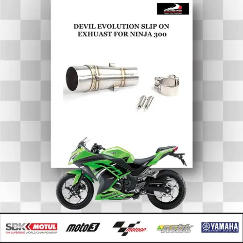 Devil Evolution Slip-On Exhaust with Link Pipe for Kawasaki Ninja 300 | Performance Racing Exhaust India