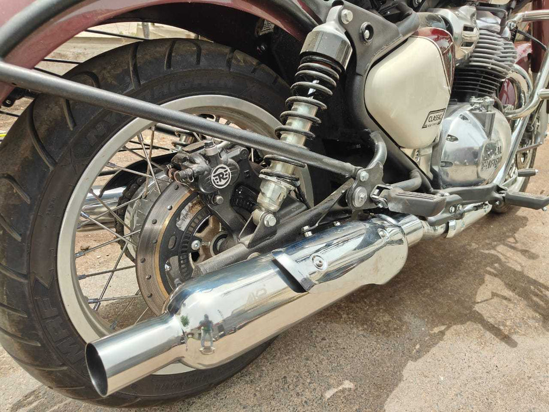 KP Racing System Replica Exhaust for Royal Enfield Classic 650 | SS304 Stainless Steel Performance Silencer with DB Killer, Heat Resistant Wool & Polished Finish