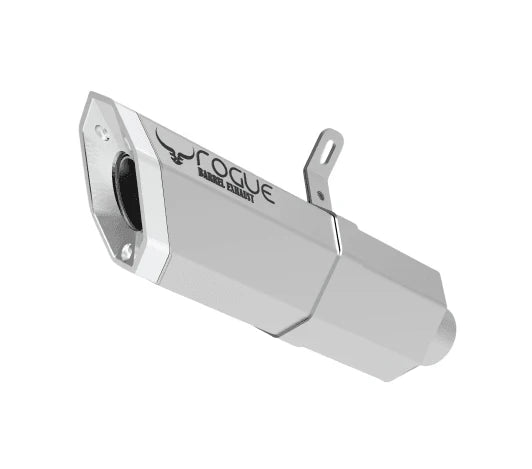 Barrel Rogue V1 Slip-On Exhaust | 304 Stainless Steel Performance Motorcycle Exhaust (Black & Steel)