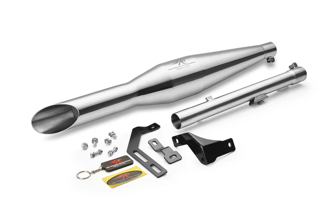 Red Rooster Rumbler Ace Exhaust for Royal Enfield Meteor 350 – Polish / Black / Matte