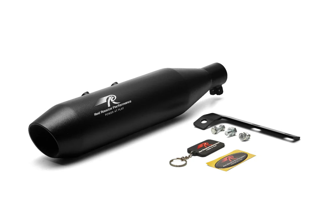 Red Rooster Rumbler Max Exhaust for Hunter 350 & Meteor 350 – Performance Slip-On (Polish / Matte / Black)