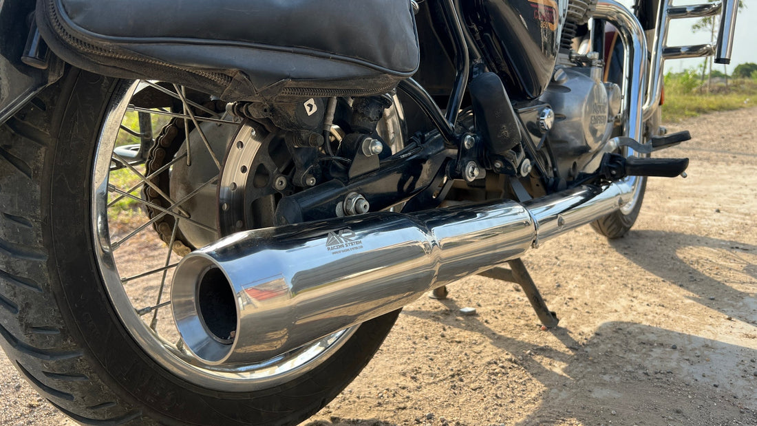KP Racing Thor Performance Exhaust Silver – Stainless Steel 304 for Royal Enfield BS3, BS4 & BS6 | Premium Finish, Deep Sound System