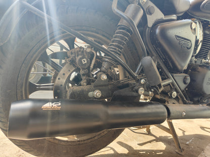 KP Racing System THOR Black Exhaust for Royal Enfield Bullet 350, Classic 350 Reborn & Meteor 350 | SS304 Stainless Steel Performance Silencer with Lifetime Rust Warranty
