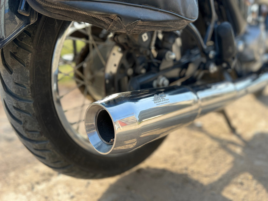 KP Racing Thor Performance Exhaust Silver – Stainless Steel 304 for Royal Enfield Bullet, Classic Reborn & Meteor 350 | Premium Finish, Lifetime Rust Warranty