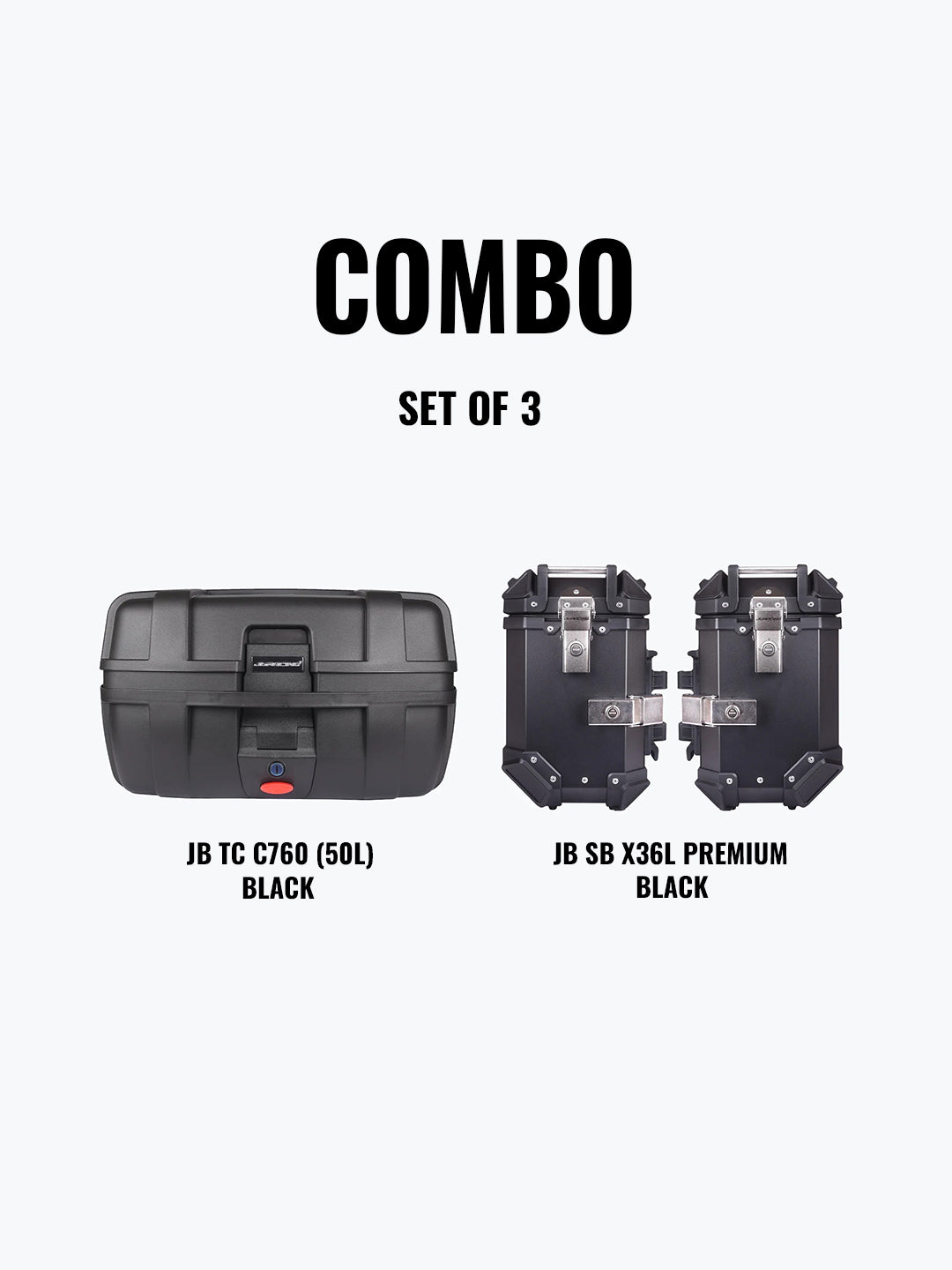 Set Of 3 Combo Of Jb Tc C760 (50L) Black + Jb Sb X36L Premium Black