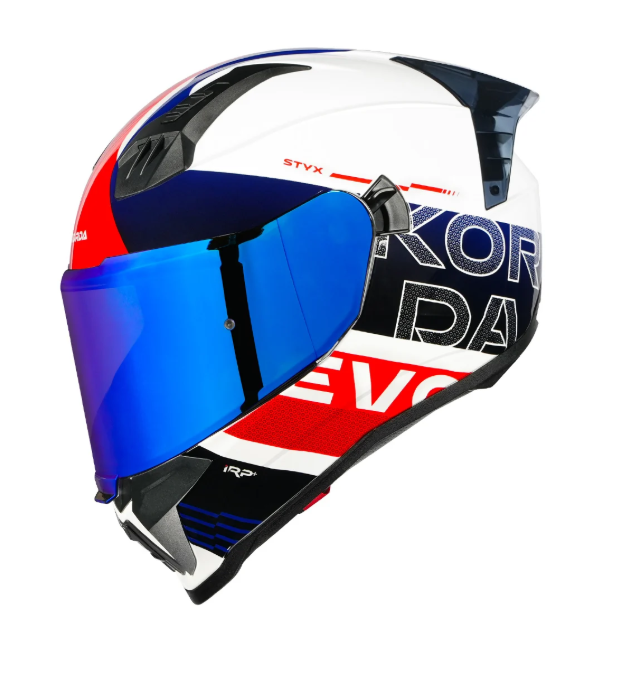 Korda Evo Styx Full Face Helmet – Gloss White/Blue/Red