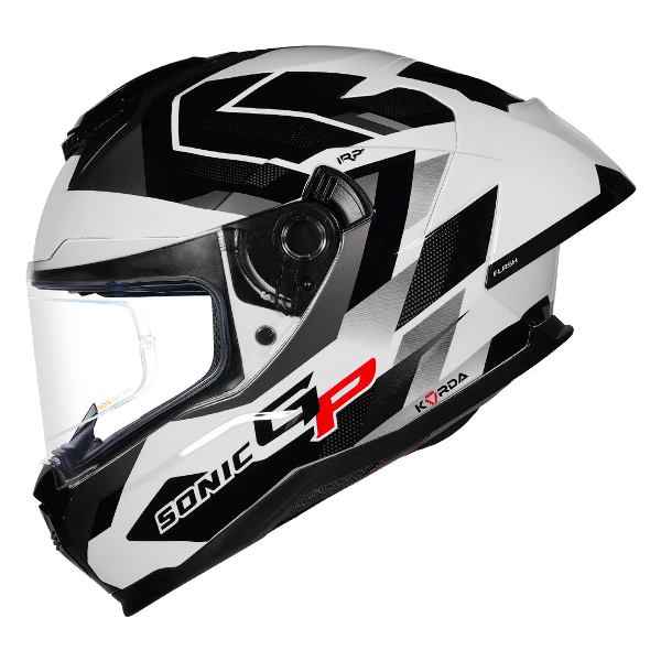 Korda Sonic GP Flash Full Face Helmet – Gloss White/Black