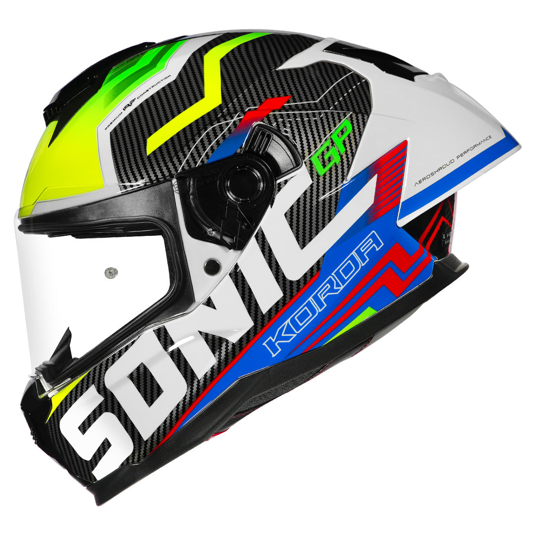 Korda Sonic GP Spi-D Multi Full Face Helmet – Fluorescent Yellow