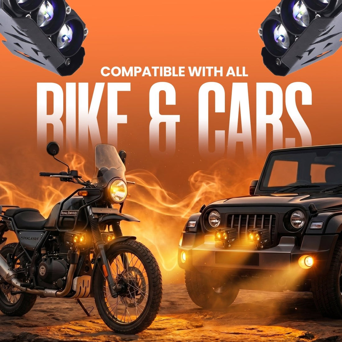 LGP DK400 LED Projector Fog Lamp for Bike & Car (Pair) | High Power Waterproof Auxiliary Driving Light | Universal Fit