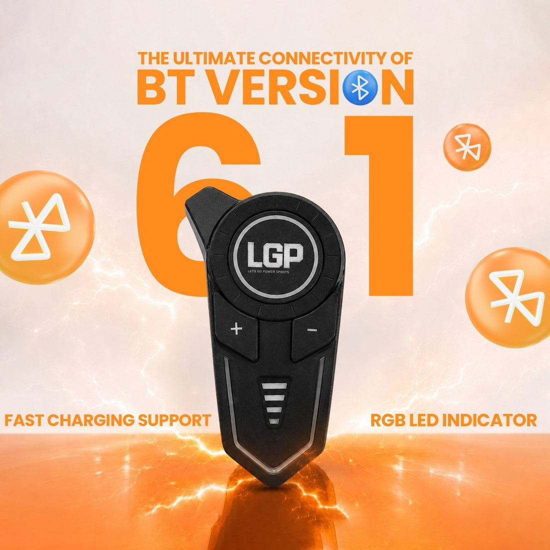 LGP F20 Pro Helmet Bluetooth Headset for Bike Riders, Bluetooth 6.1, Two-Person Intercom, Music Sharing, 1000mAh Battery, RGB Lights
