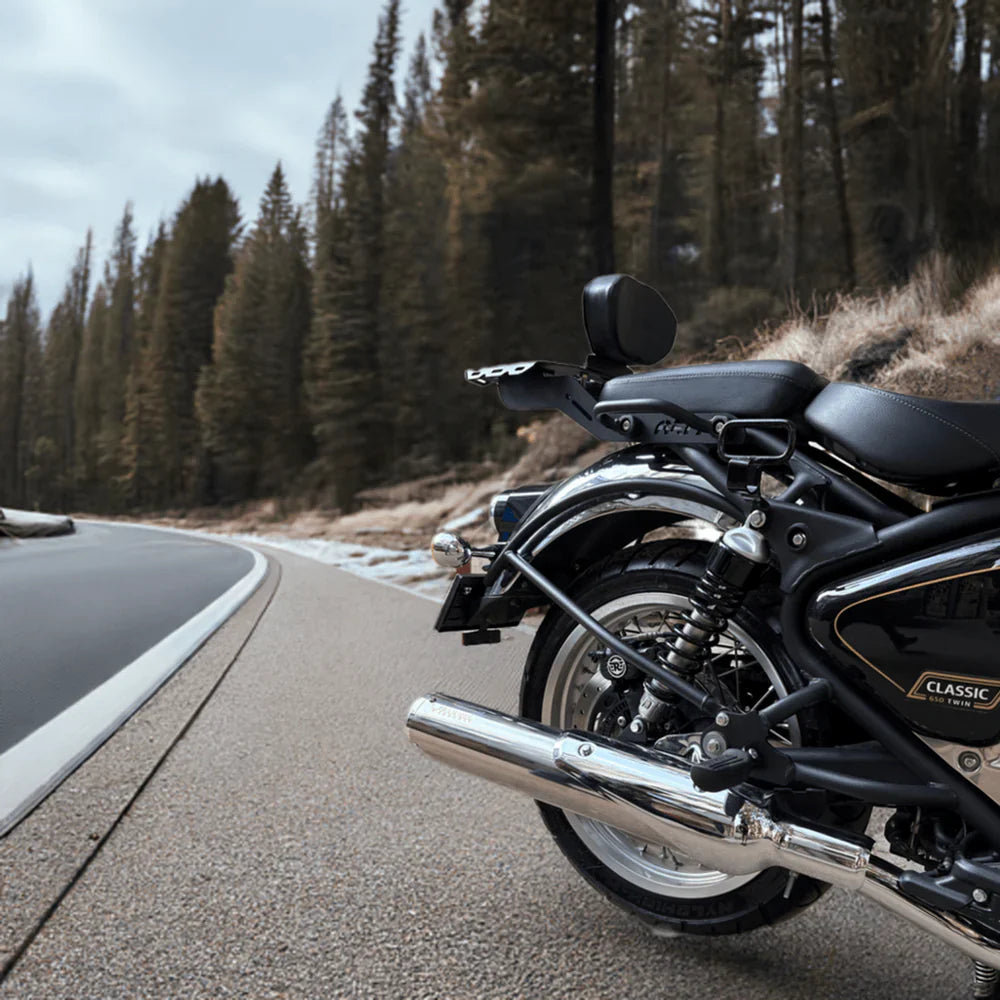 B-12 Bassmaster Barrel Slip-On Exhaust for Royal Enfield Super Meteor 650 | 304 Stainless Steel Performance Exhaust